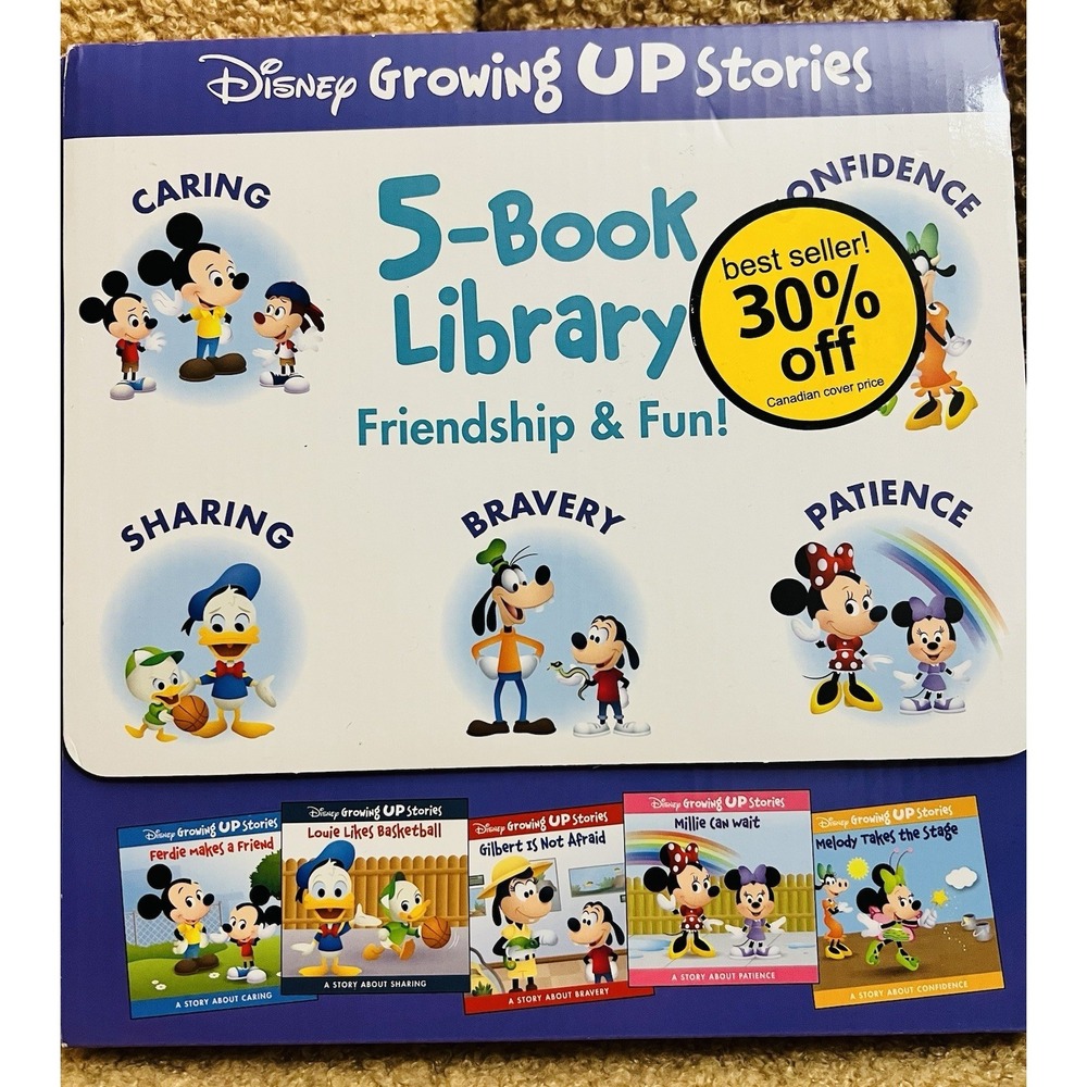 Disney Growing UP Stories 5-Book Library Friendship & Fun Caring Sharing Bravery